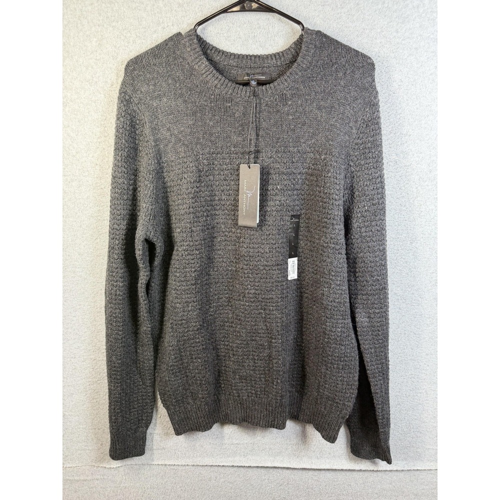 Marc Anthony Sweater Mens Large Charcoal‎ Waffle Knit Crewneck Pullover